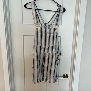WeWoreWhat linen overalls blue and white striped size large NWT